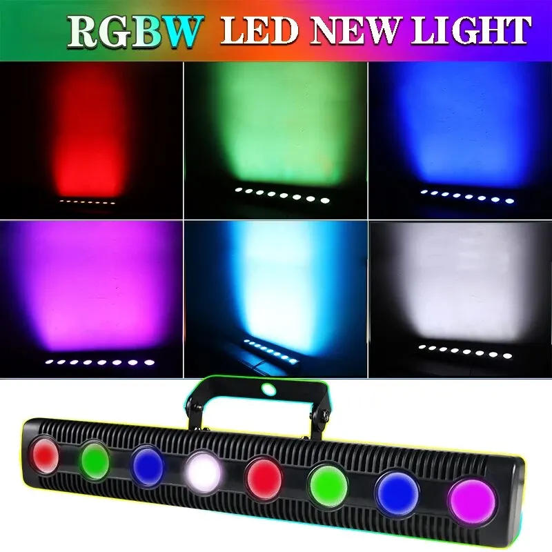 RGBW Sound Party Lights, 8LED, Música Strobe, LED Par Light, DJ Disco Lights, RGBW DMX512 Wash Lamp, Stage DJ Equipment, casamento e Natal