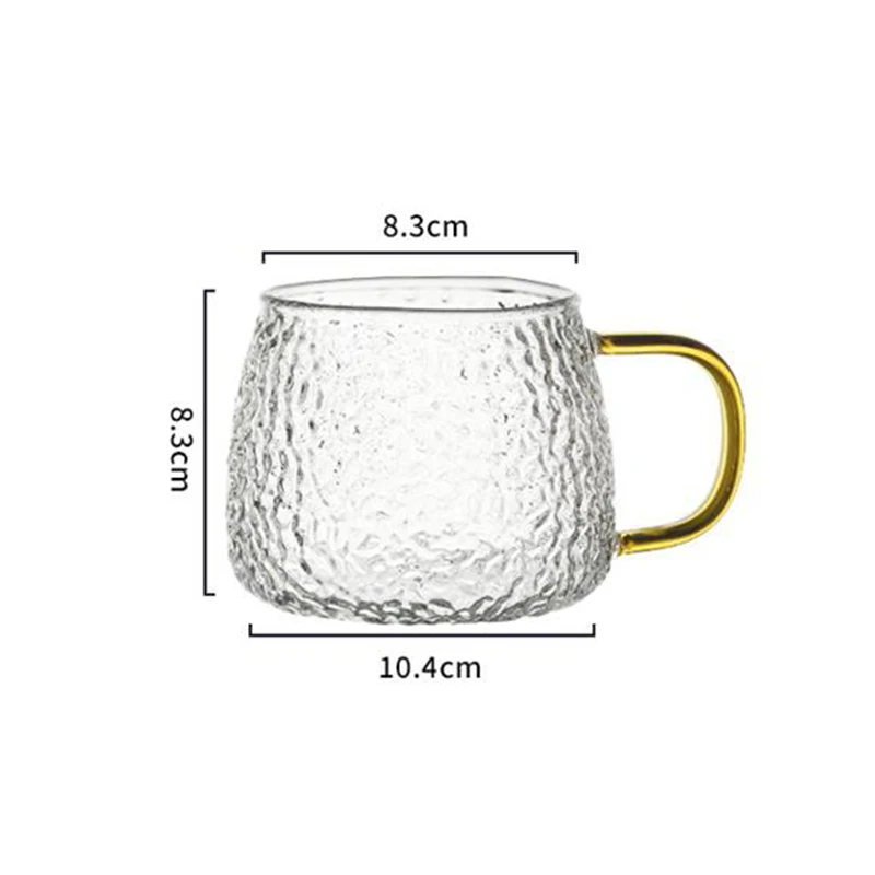 400ml Hammer Pattern Coffee Cup Air Bubble Water Glass Cup Temperature Resistant Hand Handle Tea Cup Household Drinking Equipmen