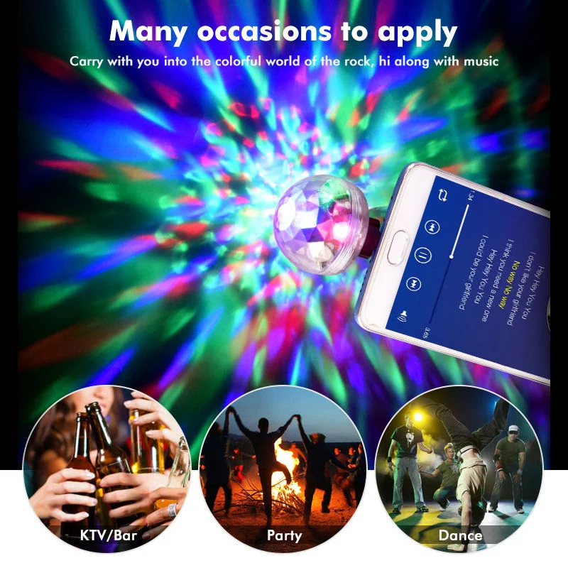 Mini 4W USB Colorful Atmosphere Car Light RGB Voice Control Magic Ball Light Party DJ Club Disco Portable Cell Phone Stage Light image 6