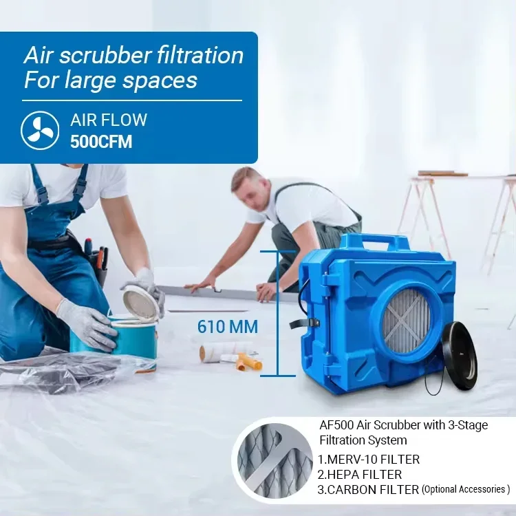 Commercial 500CFM 3 Stage Water Damage Restoration Hepa Negative Air Scrubber