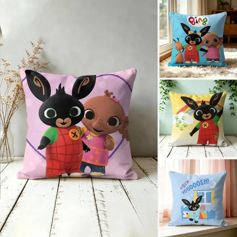 CARTOON B-Bing Cushion Cover Plush Fabric Soft Double-Sided Printed Sofa Warm Winter Home Gift Pillow Cover