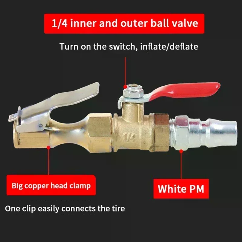 Chuck Quick Inflation Hose Nozzle Car Tire Inflator Nozzle Lock On Tire Inflator With Valve Air Compressor Adapter For Car SUV