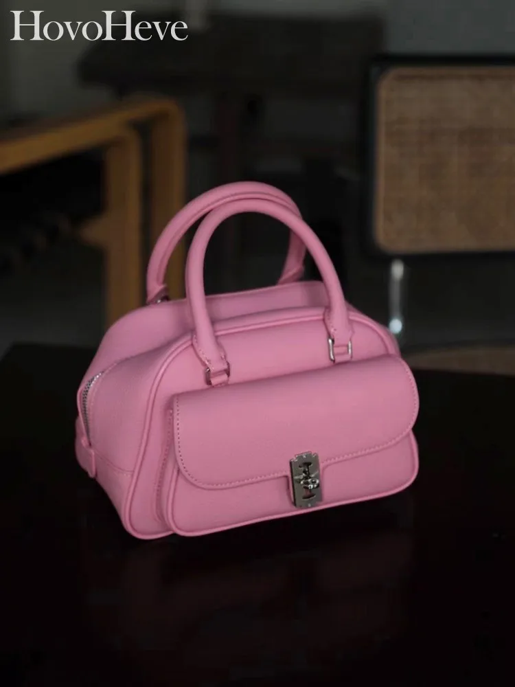 

Totes Womens New Flaps Small Bag Pink Color Multifunctional Armpit Shoulder Bag Zip Cowhide Real Leather Crossbody Bags Handbag