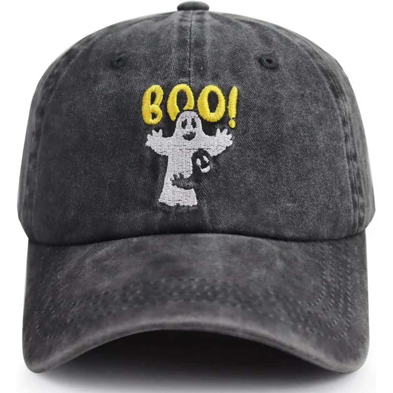 

Halloween Decor Baseball Hats, Cute Spooky BOO Cap, Adjustable Cotton Embroidery Caps Dad Mom Grandma