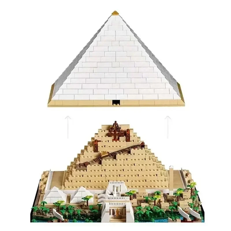 

1476PCS Great Pyramid of Giza MOC Building Set (Compatible 21058) - Ancient Egypt Architecture Model with City Street View, STEM