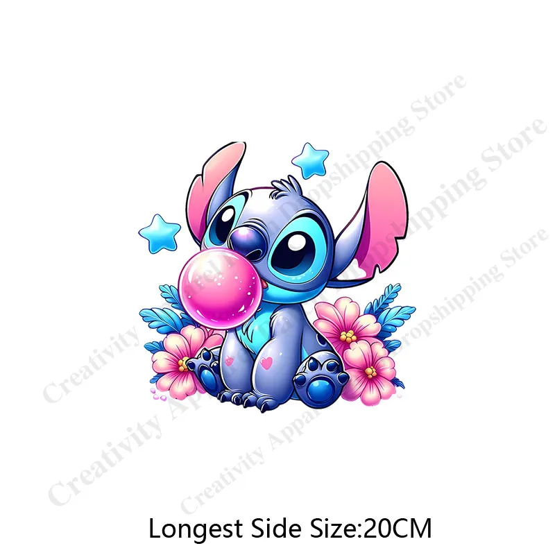 Cartoon Lilo &Stitch Patches for Clothing on Women\'s Hoodies Printing Patch Heat Transfer Stickers Clothes Custom Applique Gift