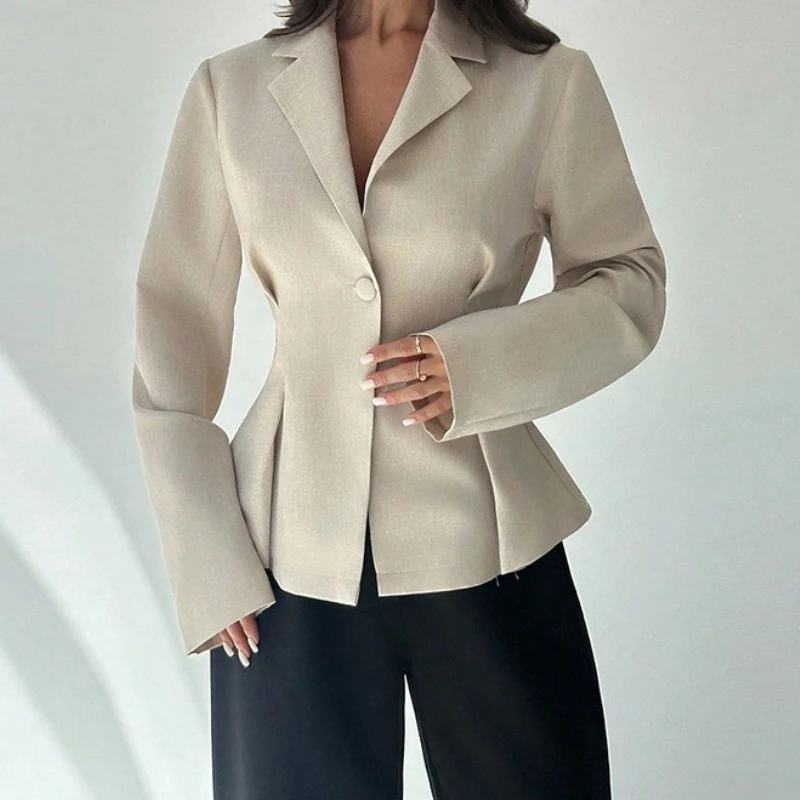 

2025 Новый темпераментный маленький костюм, женский однотонный пиджак, кардиган