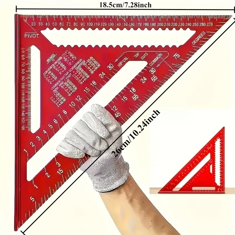Precision Aluminum Triangular Woodworking Ruler, High Precision Anti-rust Measuring Tool for Home Decor DIY Construction