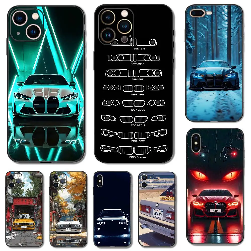 Zwart Wit voor B-BMW-es M3 Telefoonhoesje Voor iPhone 17,16,15,14,13,12,11,XR,Pro,XS,Max,XR,Plus,Mini Zachte Siliconen Zwart Schokbestendig
