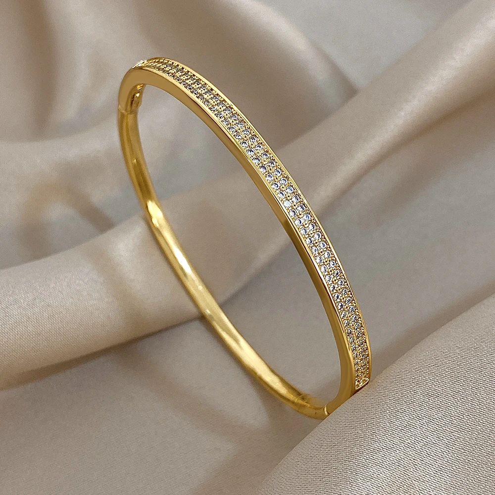 Greatera Trendy Doppel-deck Halbseitige Micro-zirkonium frauen Manschette Armband Flut Delikatesse Dünne Temperament Hohe Qualität schmuck