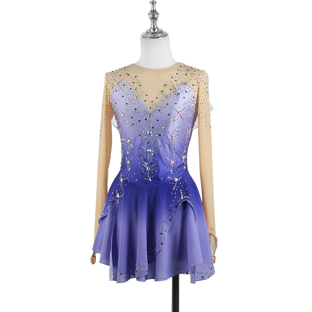 Zagitova Figure Skating Dress For Women Girls Ice Skating Skirt Performance Competition Gradient Purple