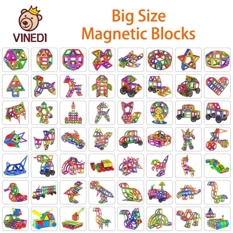 Großes magnetisches Designer-Bauset, Modell- und Bauspielzeug, magnetische Kunststoffblöcke, Lernspielzeug für Kinder, Geschenke