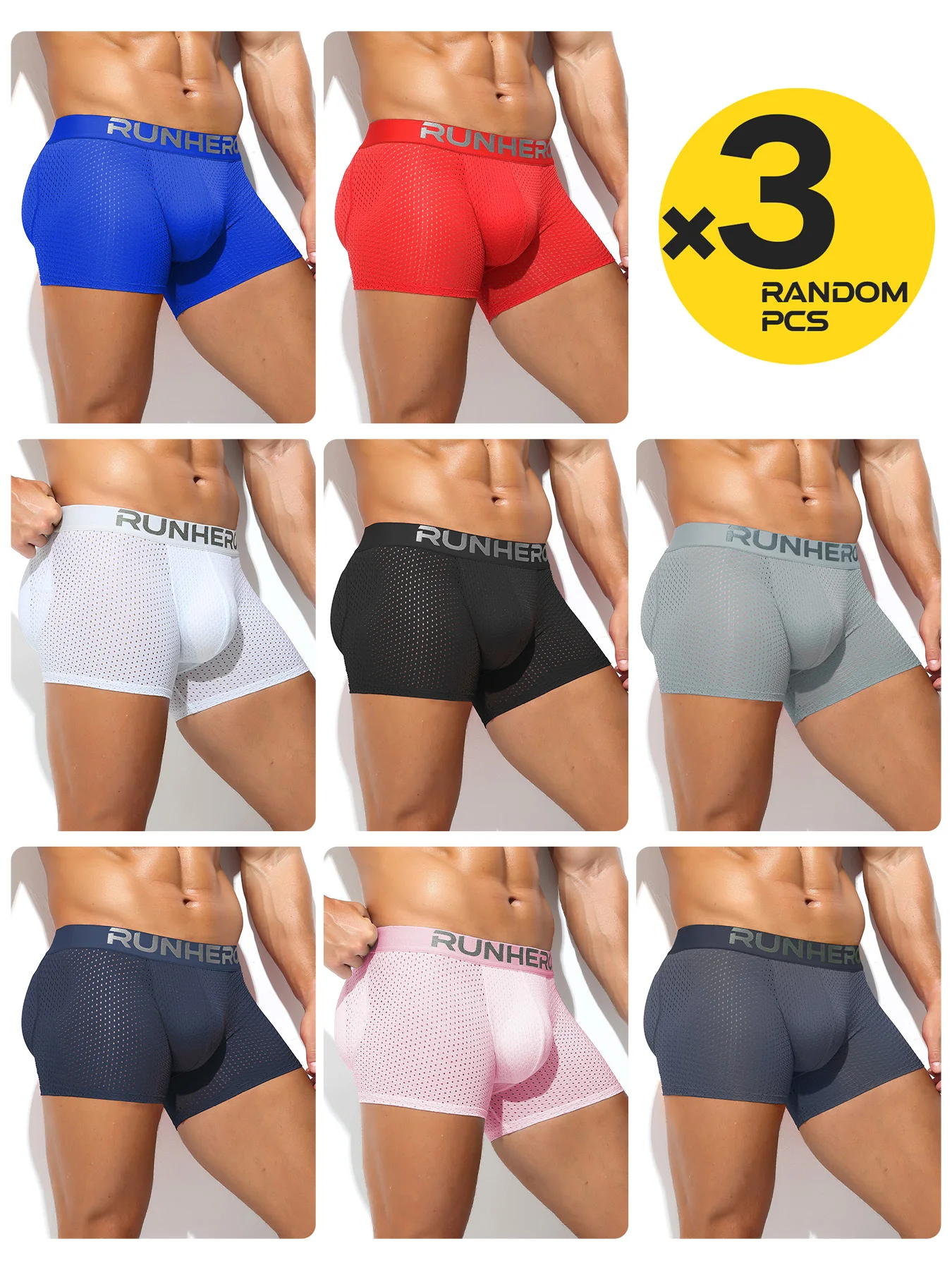 Mutandine di cotone da uomo sexy Boxer intimo maschile Pantaloncini da uomo solidi Biancheria intima traspirante Boxer a righe boxer da uomo 2/3/4 pezzi