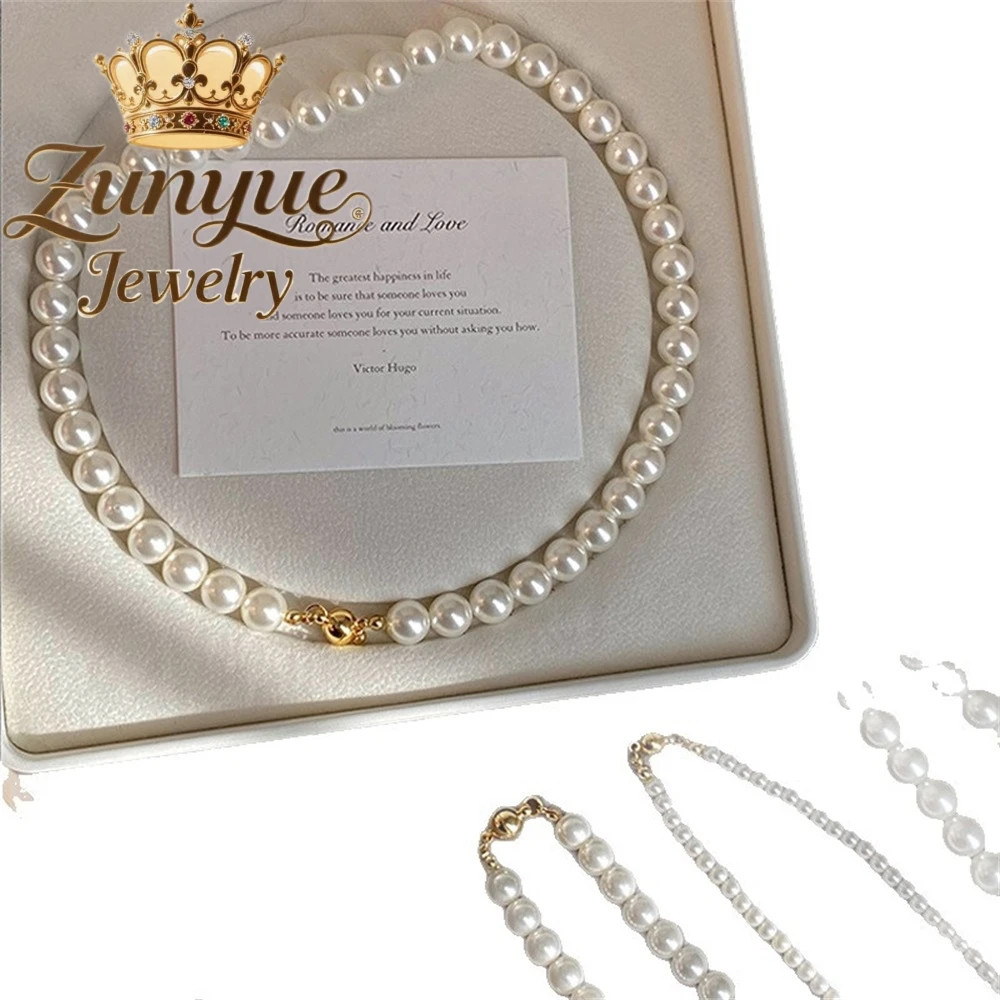 المشبك المغناطيسي اللؤلؤ قلادة التبعي سلسلة الترقوة، الراقية، ضوء فاخر وبسيط مطرز قلادة الأزياء والمجوهرات #5