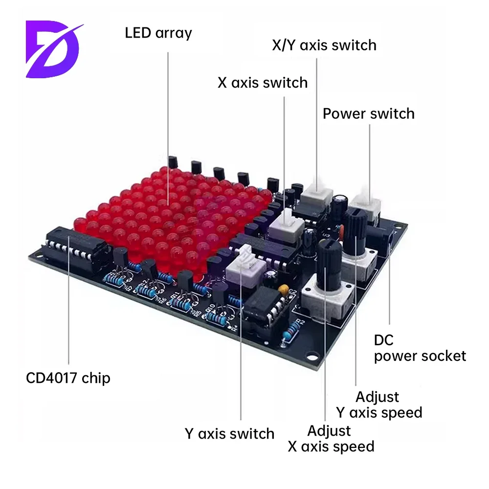 DC4.5-9V 81 LED Follow up Light Kit Game X/Y-axis Mobile Adjustable Flow Light DIY Welding Electronic Kit
