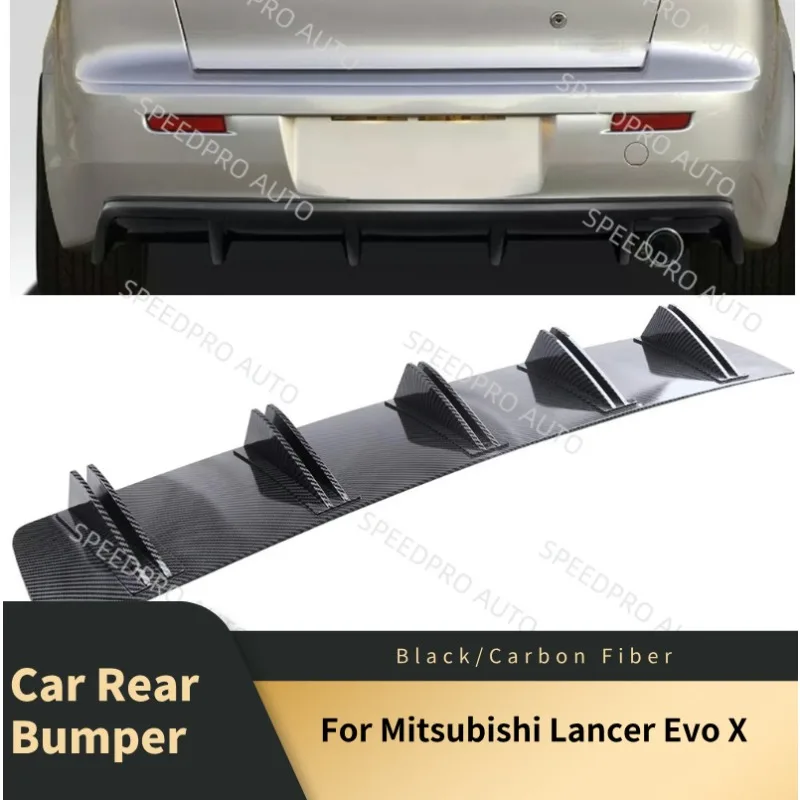 

Rear Diffuser 5 Fins Shark Bumper Splitter Spoiler Lip For M-itsubishi Lancer Evo X Car Body Kit Accessories Carbon Fiber