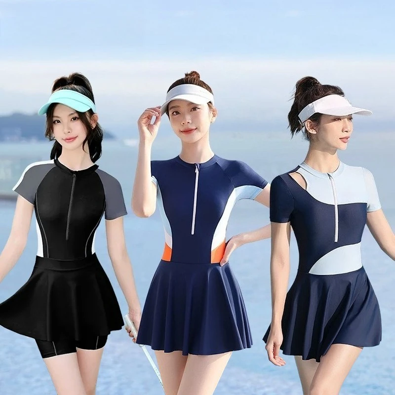Swimsuit female conservative hot spring, one-piece swimming cover the belly and look thin swimsuit,available in multiple scenes