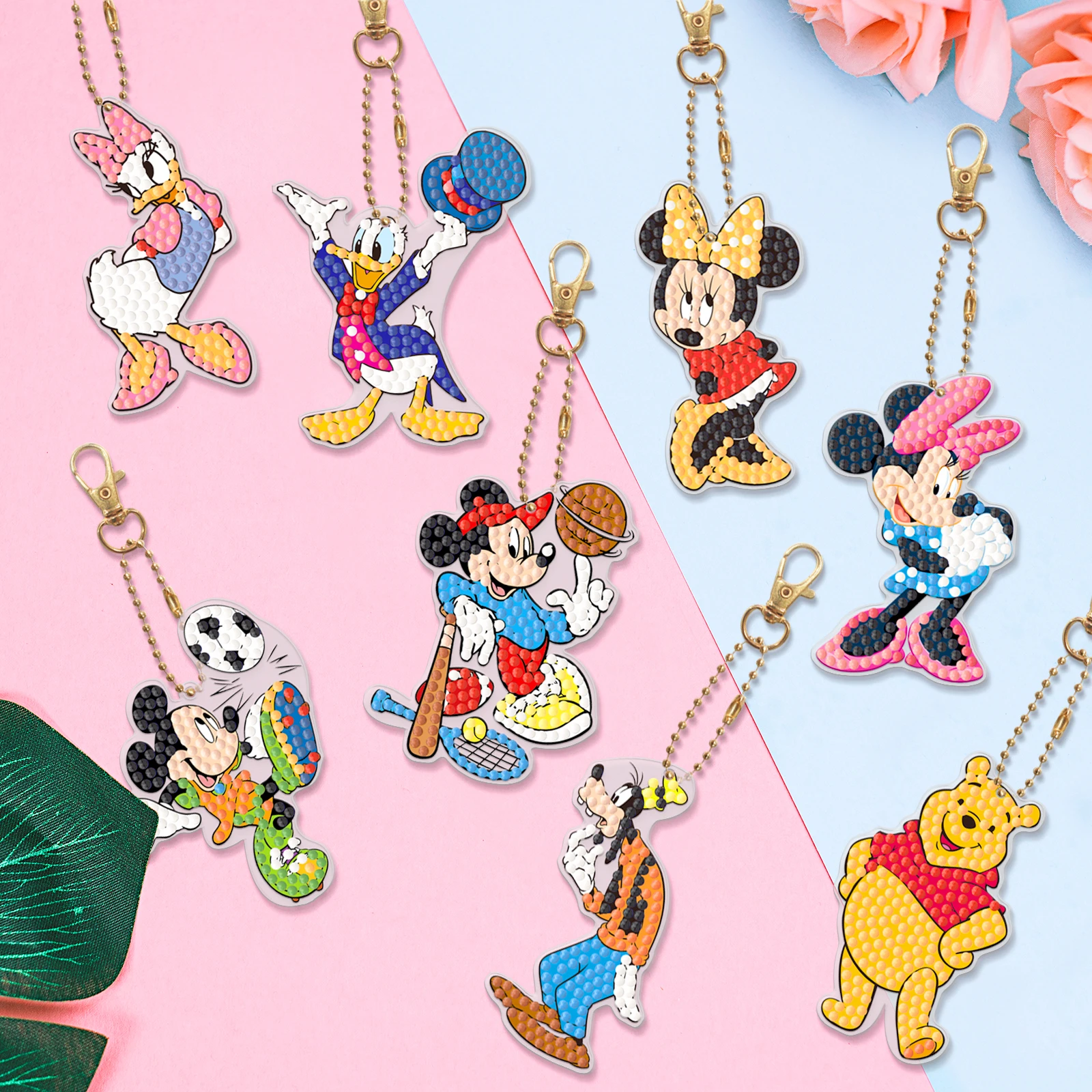 Nowy Disney DIY diamentowy obraz brelok kreskówka kaczor Donald Mickey Minnie brelok diamentowa mozaika numer haft diamentowy