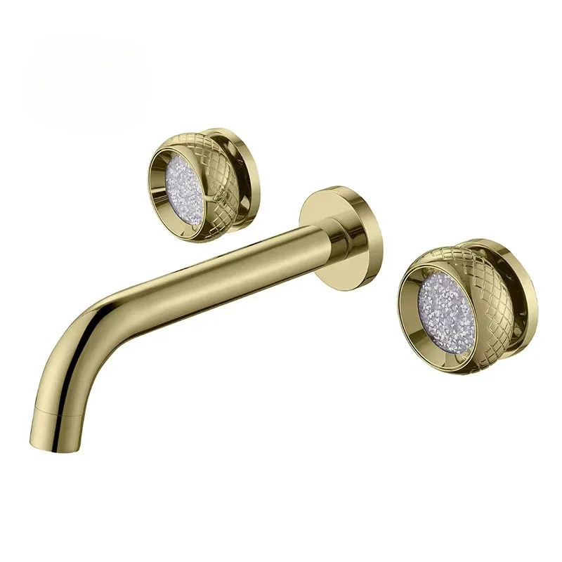 Concealed faucet, crystal diamond handle, all copper wall out, embedded hidden three-hole hot and cold faucet