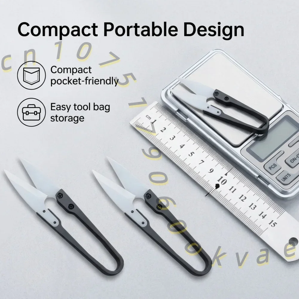U-Type Insulation Ceramic Scissors Portable Thread Snipper Rust-Proof Craft Scissors for Battery Tab and Household Trimming