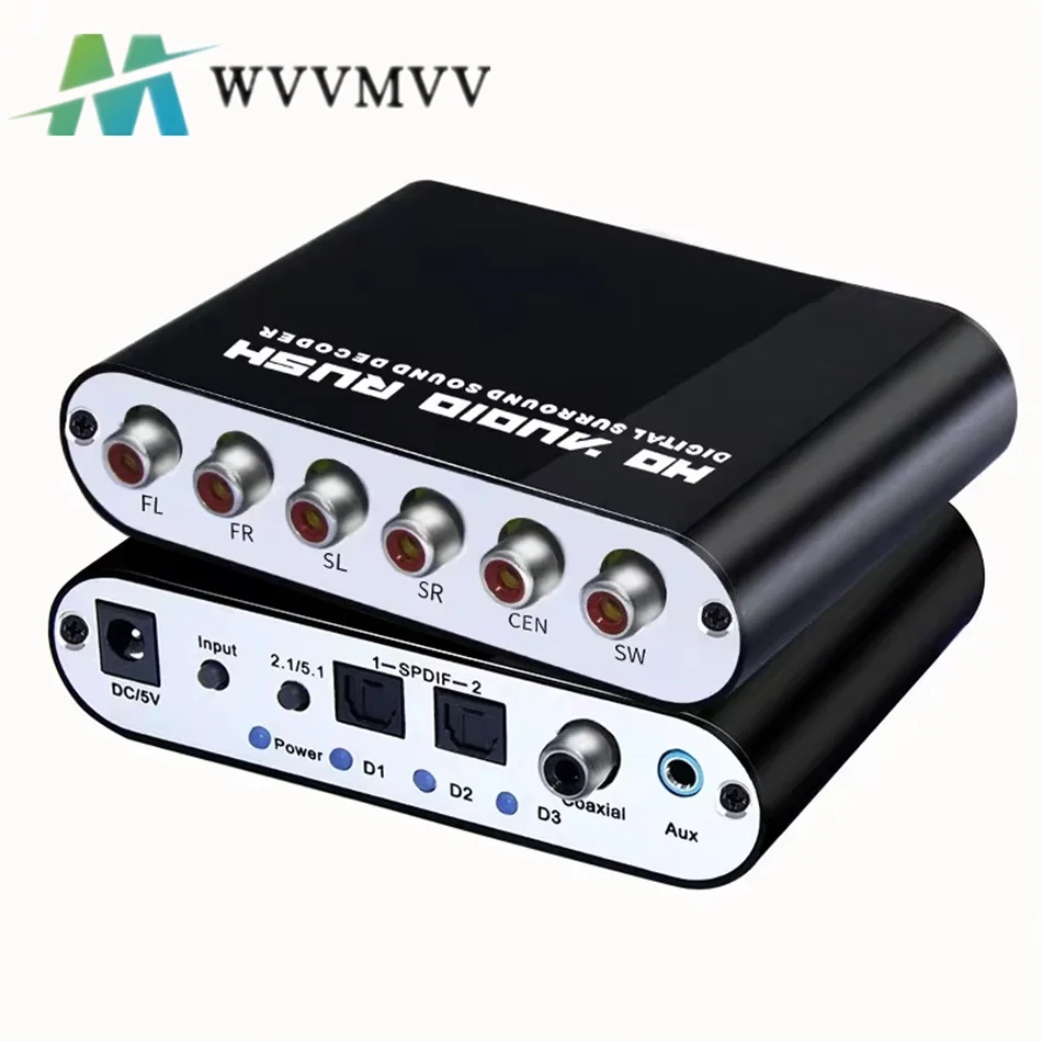5.1 CH HD Audio Decoder SPDIF Coaxial to RCA DTS AC3 Optical Digital Amplifier Analog Converte Amplifier Coaxial To 6RCA Decoder - Image 2