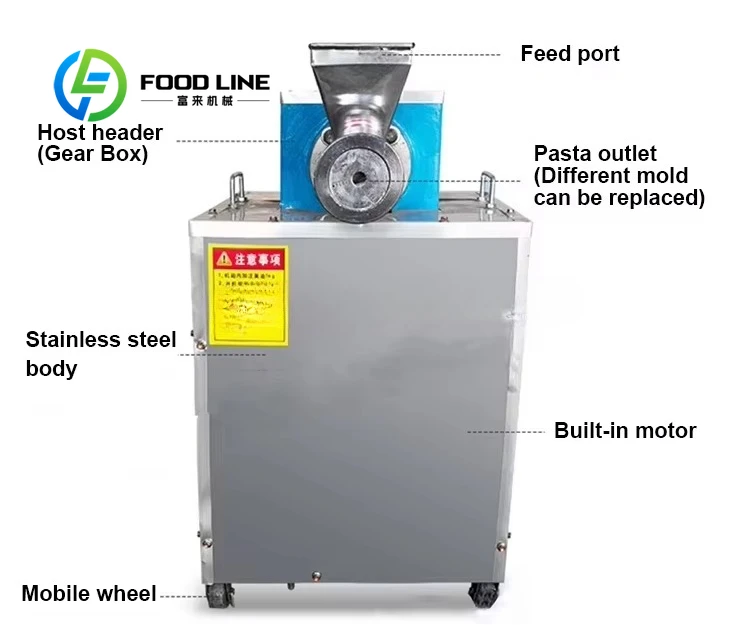 Electric High Efficiency Macaroni Pasta Maker Machine Home Use with Core Motor and Mold Components