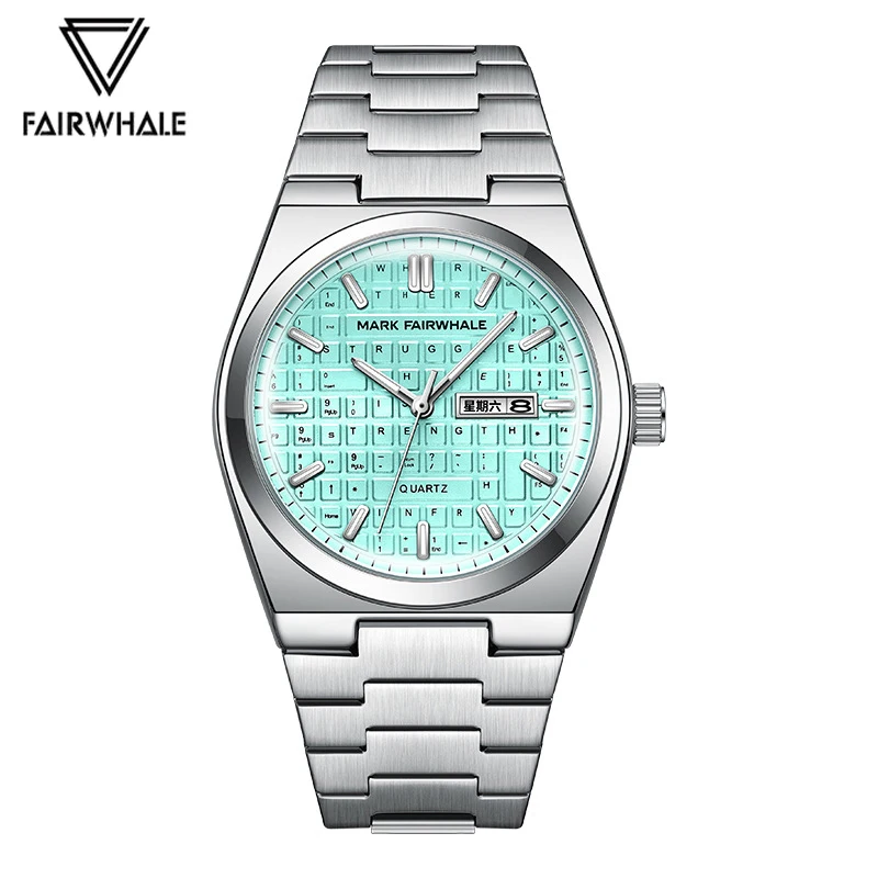 

Fashion Blue Watch For Men Brand Mark Fairwhale Luxury Steel Quartz Wristwatch With Calendar Week Business Watch Male 2025 New