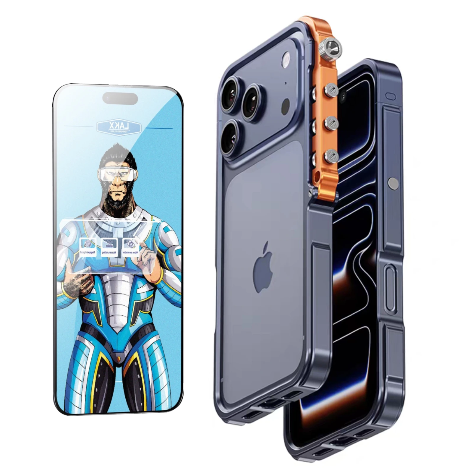 

YMUYUS Full Aluminum Alloy Bumper Case for iPhone 17 Pro Max Ultra-light Military-grade 360° Drop-resistant Mecha Design Shell