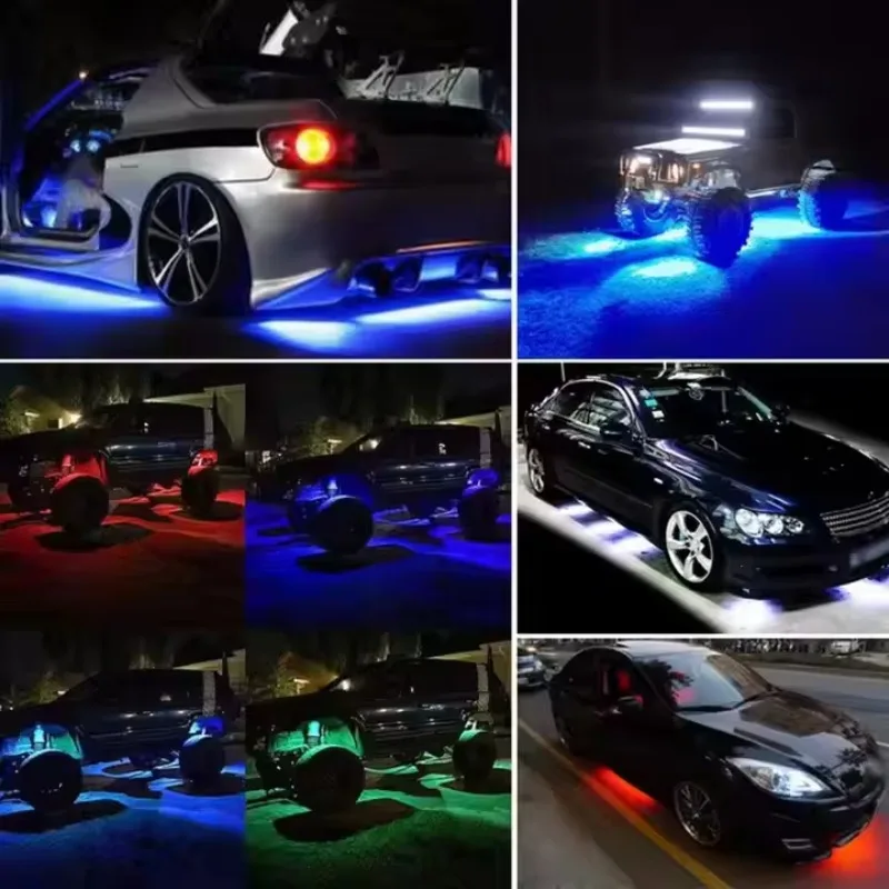 공장 직공급 LED 엠비언트 라이트 자동차 레인보우 섀시 및 데크 조명 8개 포드 앱 제어 RGB 알루미늄 CE 인증 썸네일 4