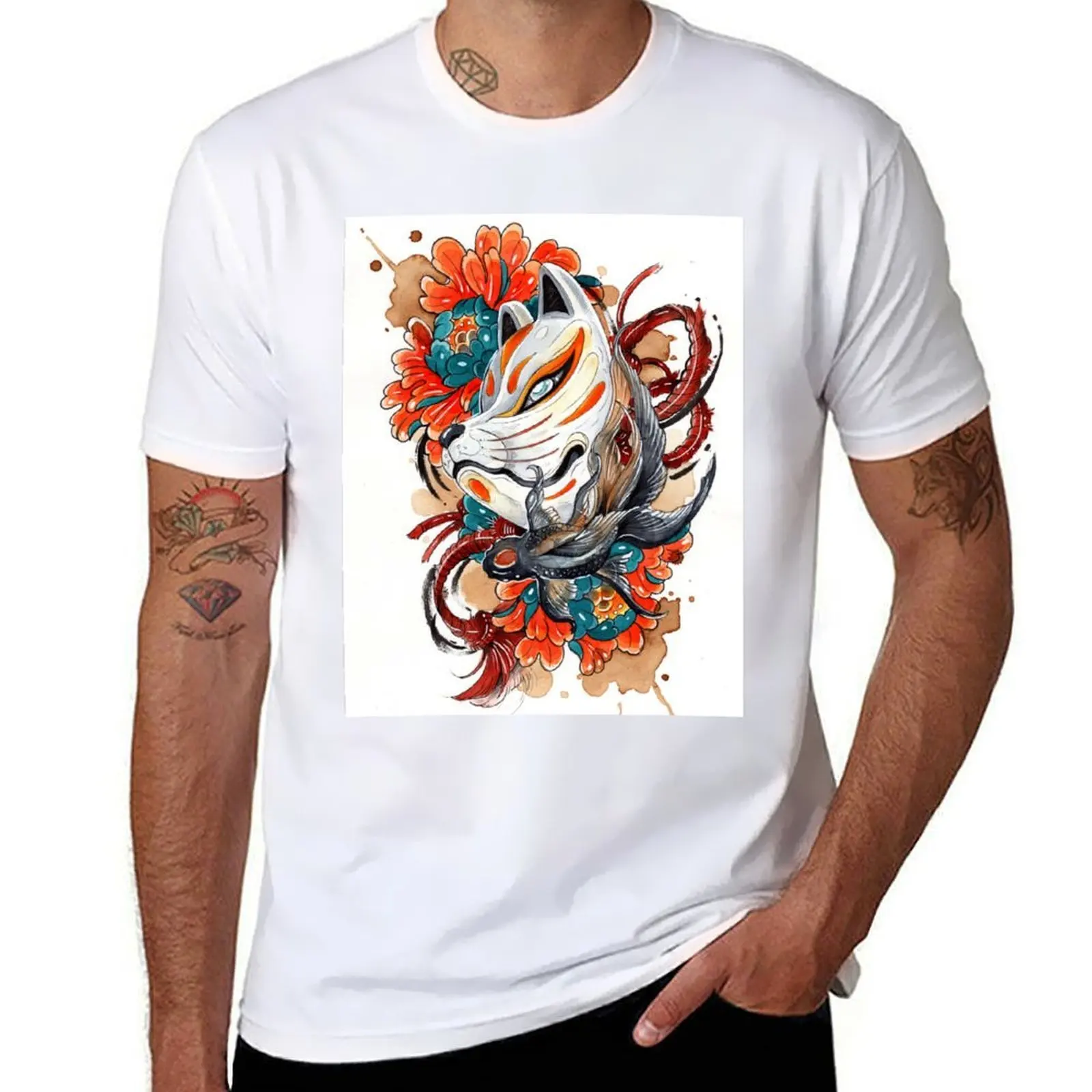 

Ezume - Kitsune Mask T-Shirt cotton tshirt 100% t shirts designer T-Shirt