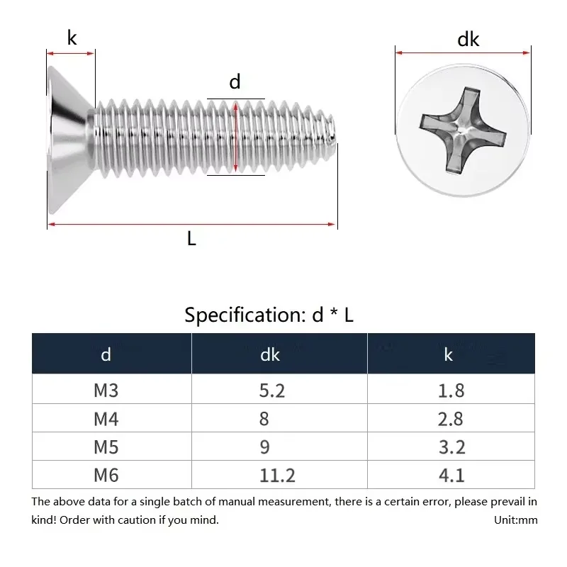 M3 M4 M5 M6 GB6561 304 Stianless Steel Cross Flat Countersunk Trilobular Thread Forming Screws