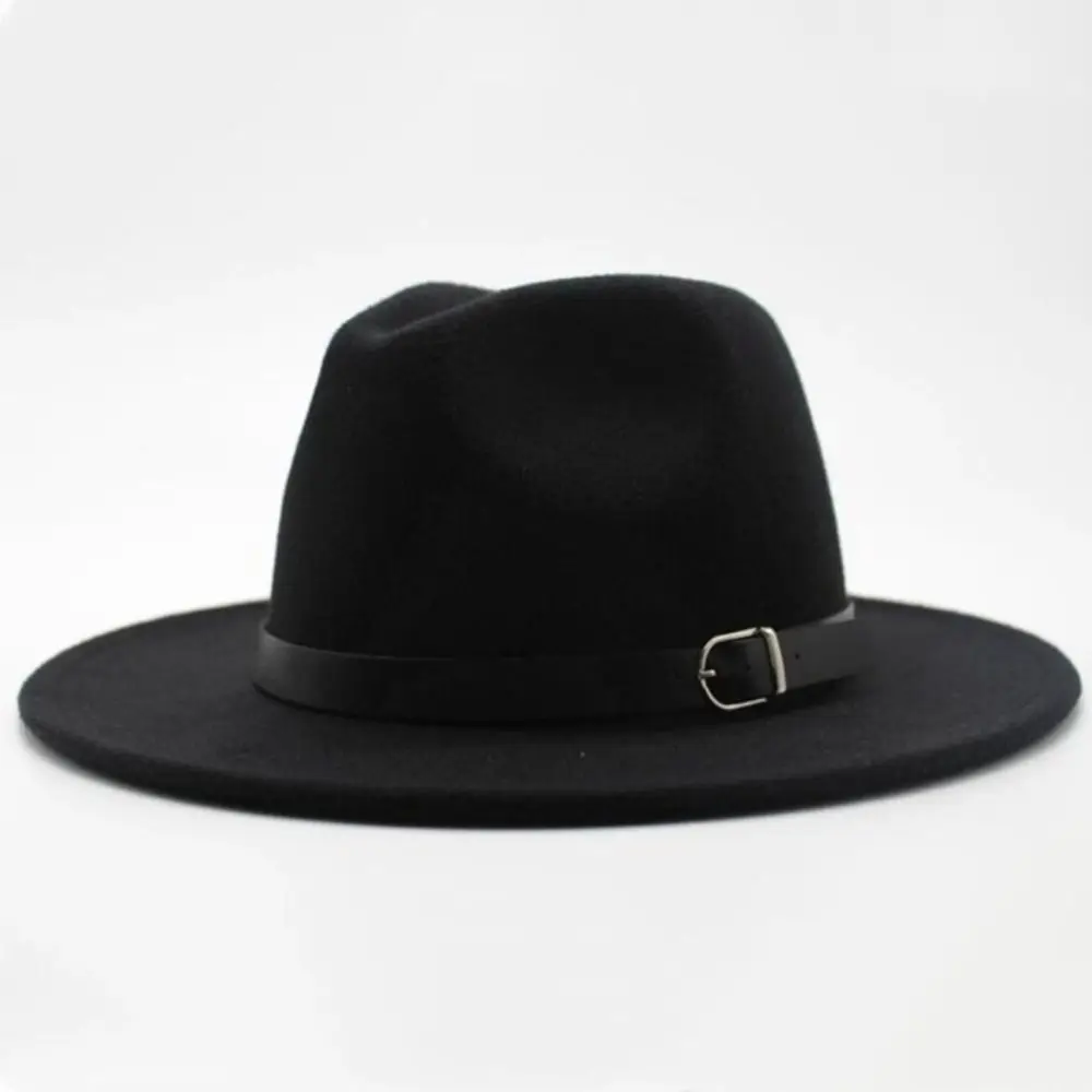 Classic Wide Brim British Fedora Hat Solid Color Gentleman Winter Felt Hats Formal Occasion Casual Woolen Hats Men Women