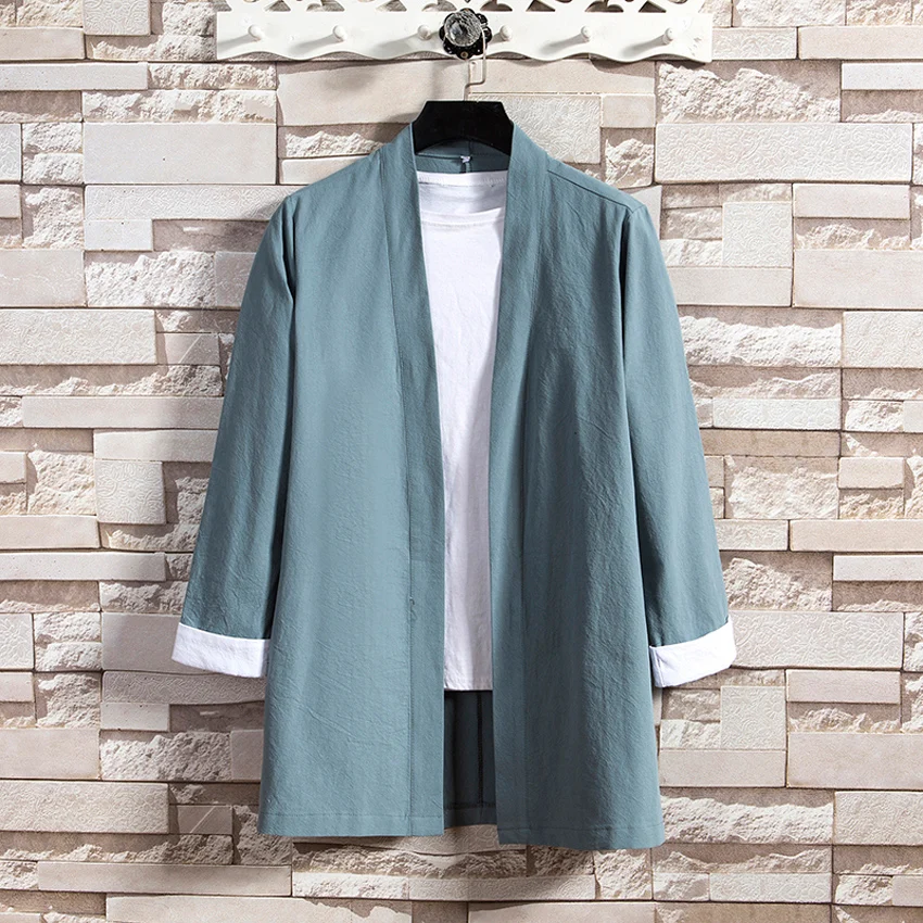 

Новая китайская мужская летняя дышащая куртка-кардиган с длинными рукавами, верхняя одежда в стиле Тан, модель M