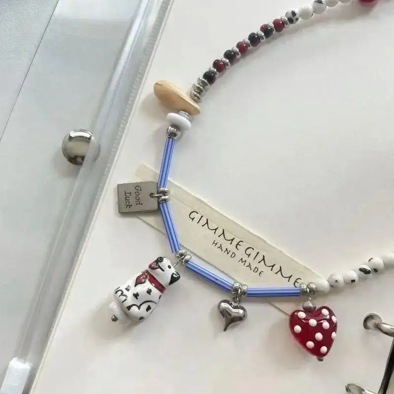 Black and White Beaded Dalmatian Puppy Cute Personalized 2025 Pendant Necklace for Women Girl Fashion Lovely Gift Jewelry - 4