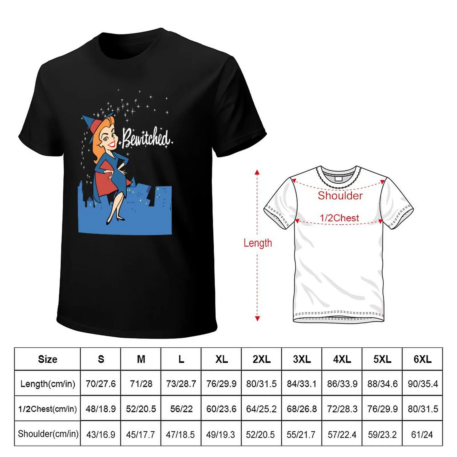Bewitched Vintage Art T-Shirt Plus Size Workout Short Sleeve Top