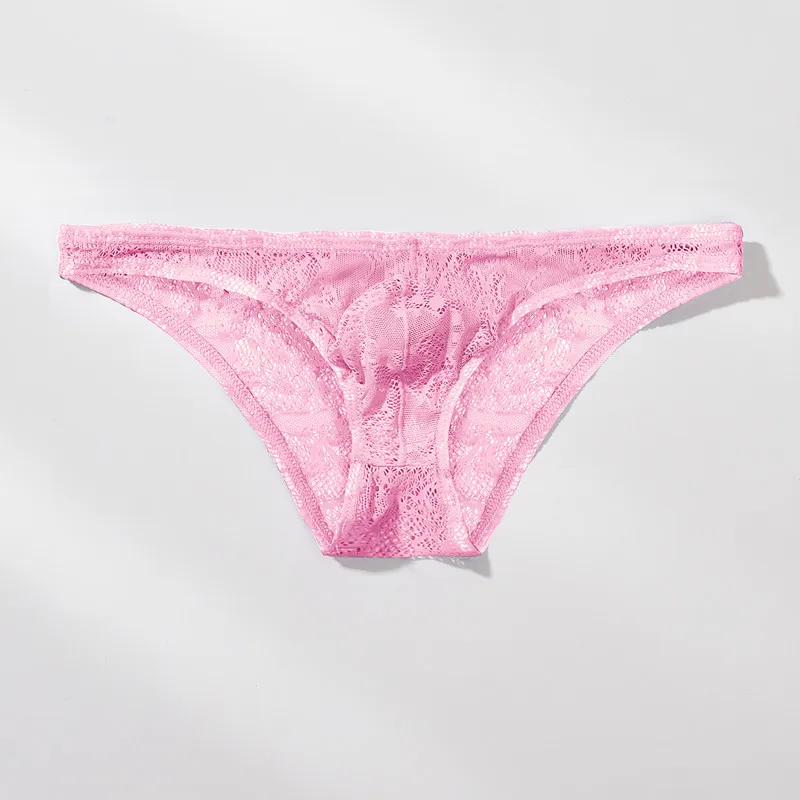 Plus Size uomo pizzo trasparente slip Sexy Bikini sospensorio intimo uomo pantaloncini Lingerie mutandine maschili Calzoncillos Hombre Cueca