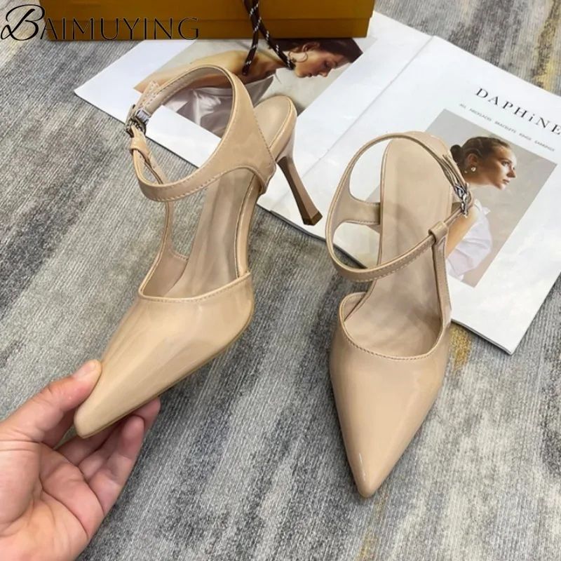 

Naked Pointed Toe Women Heeled Sandals Sexy High Heels Shoes Woman Summer 2025 Trend Slingback Elegant Pumps Shallow Sandalias