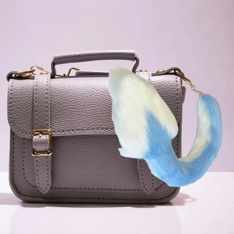 

49MF Foxes Tail Keychain Cosplays Toy Handbag Accessorie Bag Keyring Hook Pendant