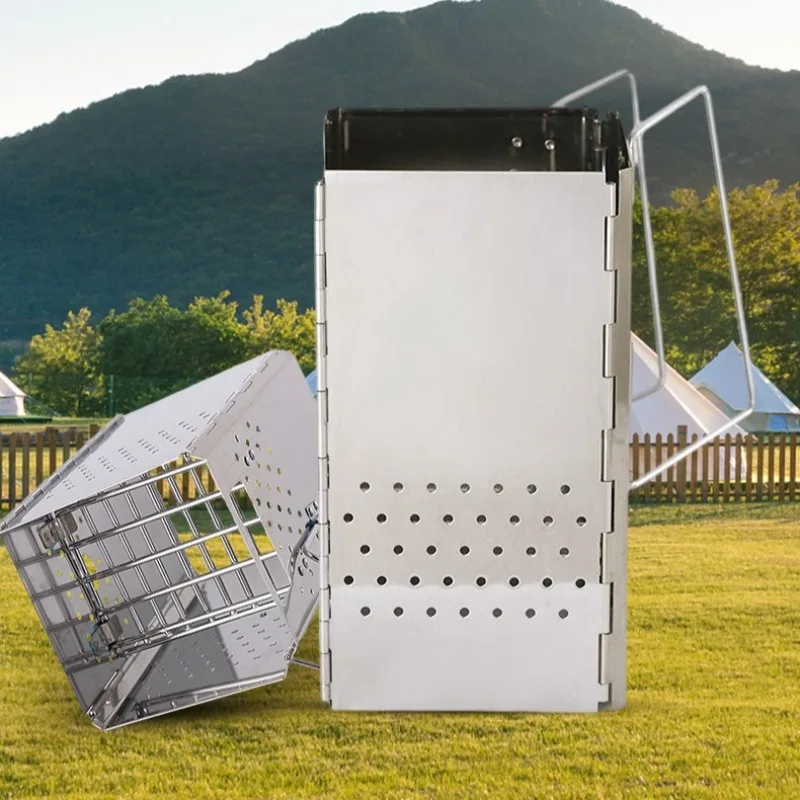 

Утолщенная печь из нержавеющей стали, уличная портативная складная мини-легкая дровяная печь, пляжная семейная вечеринка, кемпинг, пеший туризм