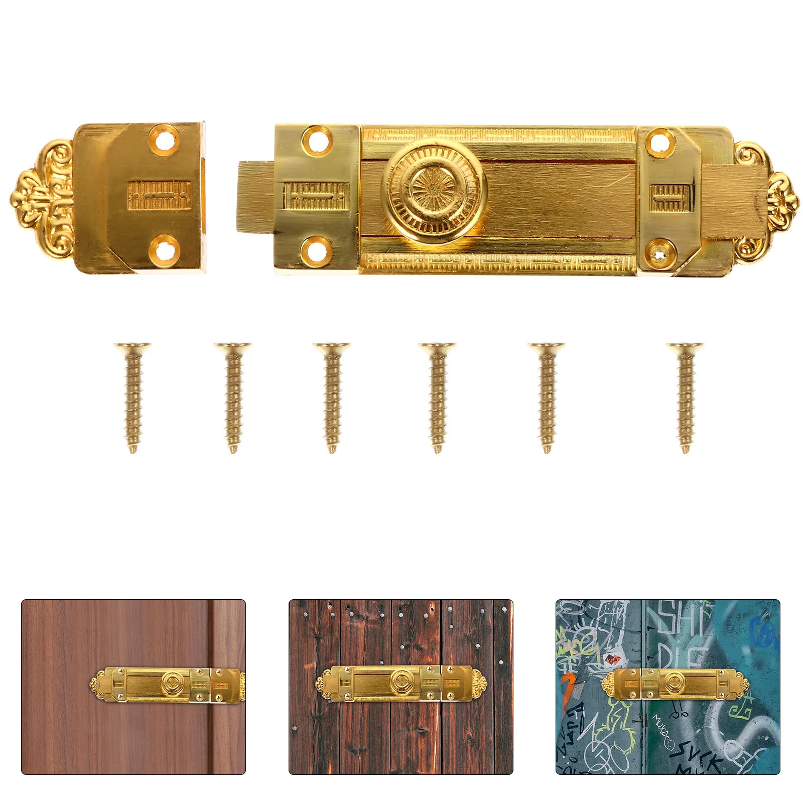 

Plug Slide Door Lock Security Locks Household Sliding Latch Vintage Bolt Zinc Alloy Bolts Latches