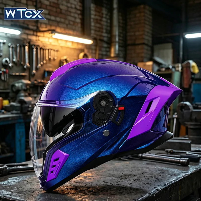 DOT Motorcycle Full Face Helmet Dual Visor Rear Wing Demon Mask Racing Riding Helmet All Season For Men Women Riders