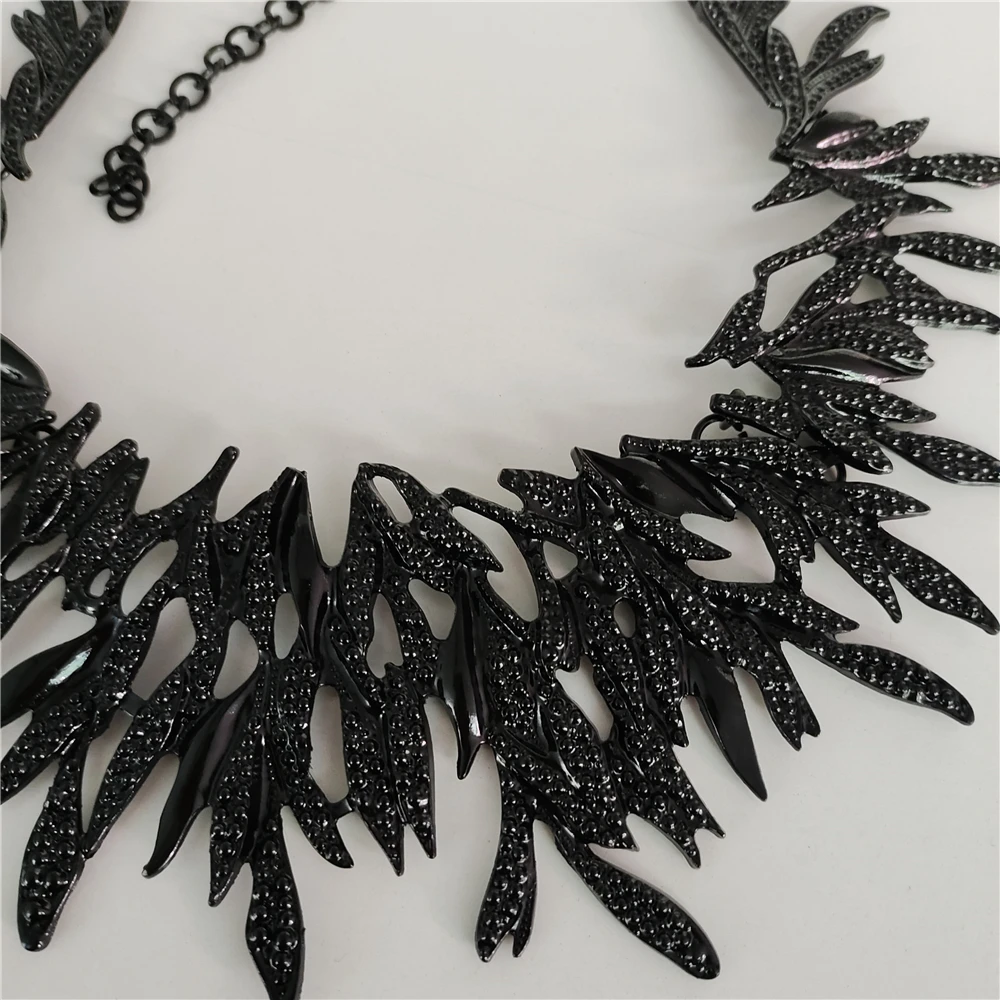 Indian Statement Vintage Black Metal Choker Necklace Earrings Jewelry Sets Women Ethnic Retro Punk Large Collar Necklace Woman
