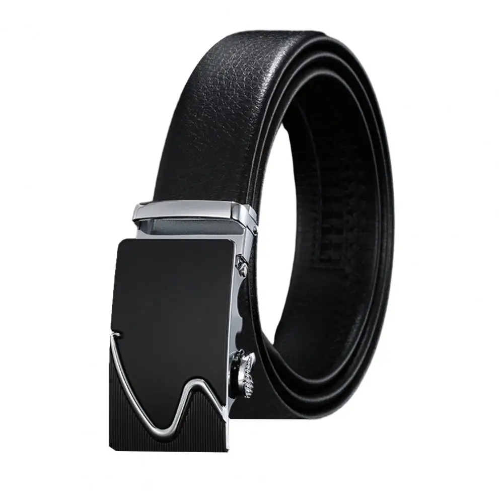 Double Slide Rail Belt Men Belt Smooth Faux Leather Business Belt with Alloy Buckle for Men Anti-break Durable for Meeting