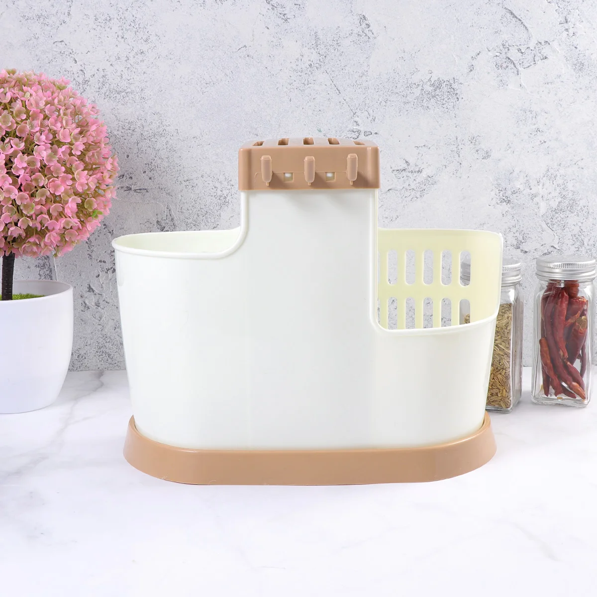 

Kitchen Utensil Holder Chopsticks Rack Spoon ganizer Container Drain Holes Plastic Easy Clean Practical Indoor Outdoor Storage