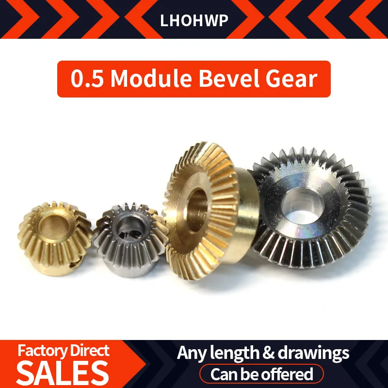 Engrenagem cônica de módulo 0.5, 13/18/25 dentes, 3/4/5mm de furo, 45 graus, caixa de engrenagens cônica de cobre ou aço em miniatura, engrenagem de direção de precisão