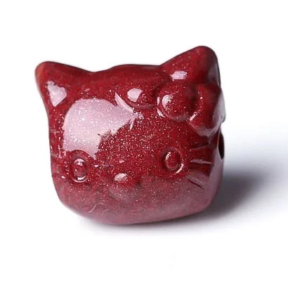 5A Natural Cinnabar Kitty Cat Necklace Pendant Zinnober Genuine Vermilion DIY Jewelry Material