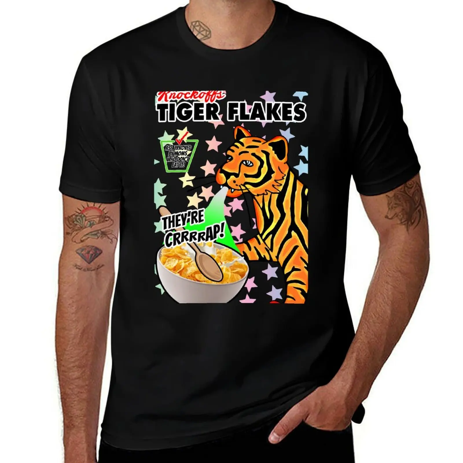 Knockoff Breakfast Cereal : Tiger Flakes : kinda Frosted! T-Shirt Holiday Casual Short Sleeve Top
