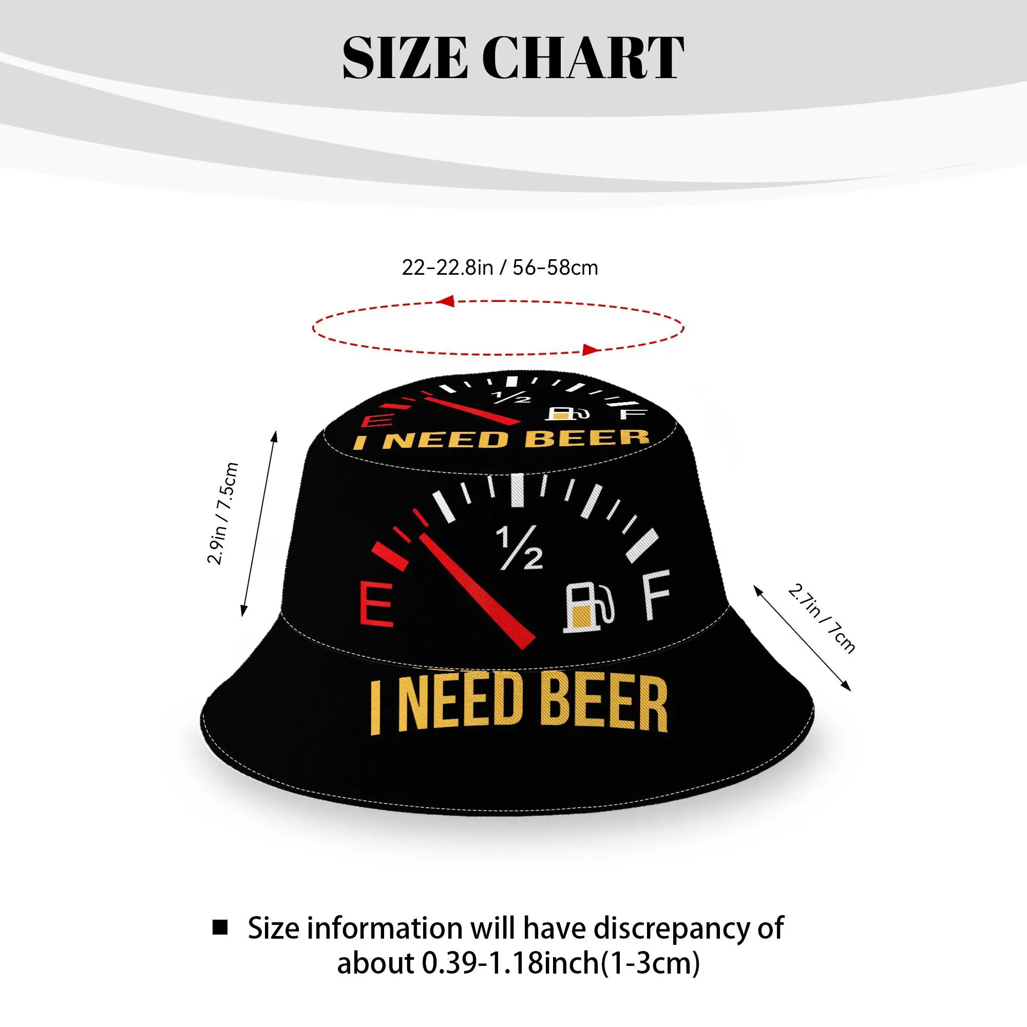 Custom 1pc New Summer Sign I Need Beer Beer Drinking Party Design Gift Bucket Hat For Unisex Outdoor Foldable Fishing Hat Sun Ha
