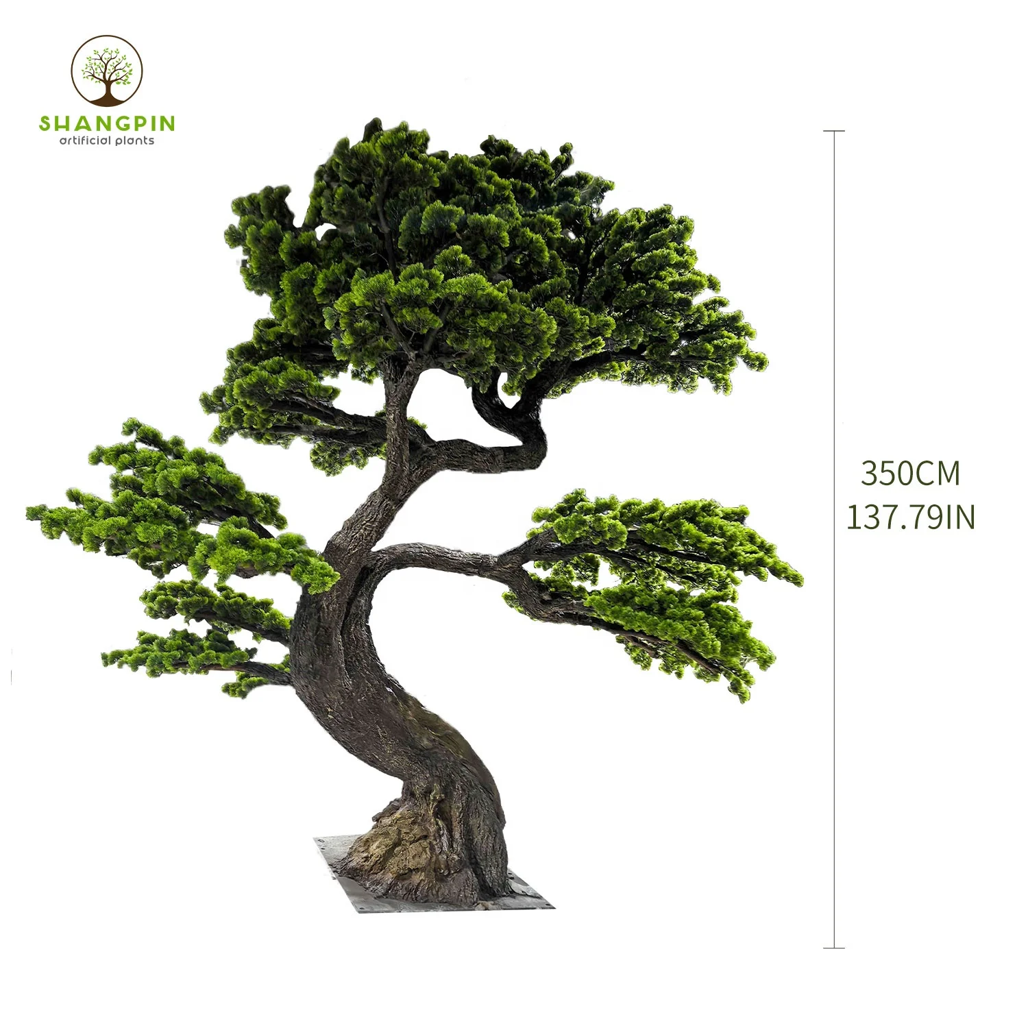 100% Handmade Looks Real Fake Big Tree Fiberglass Green Artificial Pine Bosai Tree for Indoor Restaurant Project Interior Decor