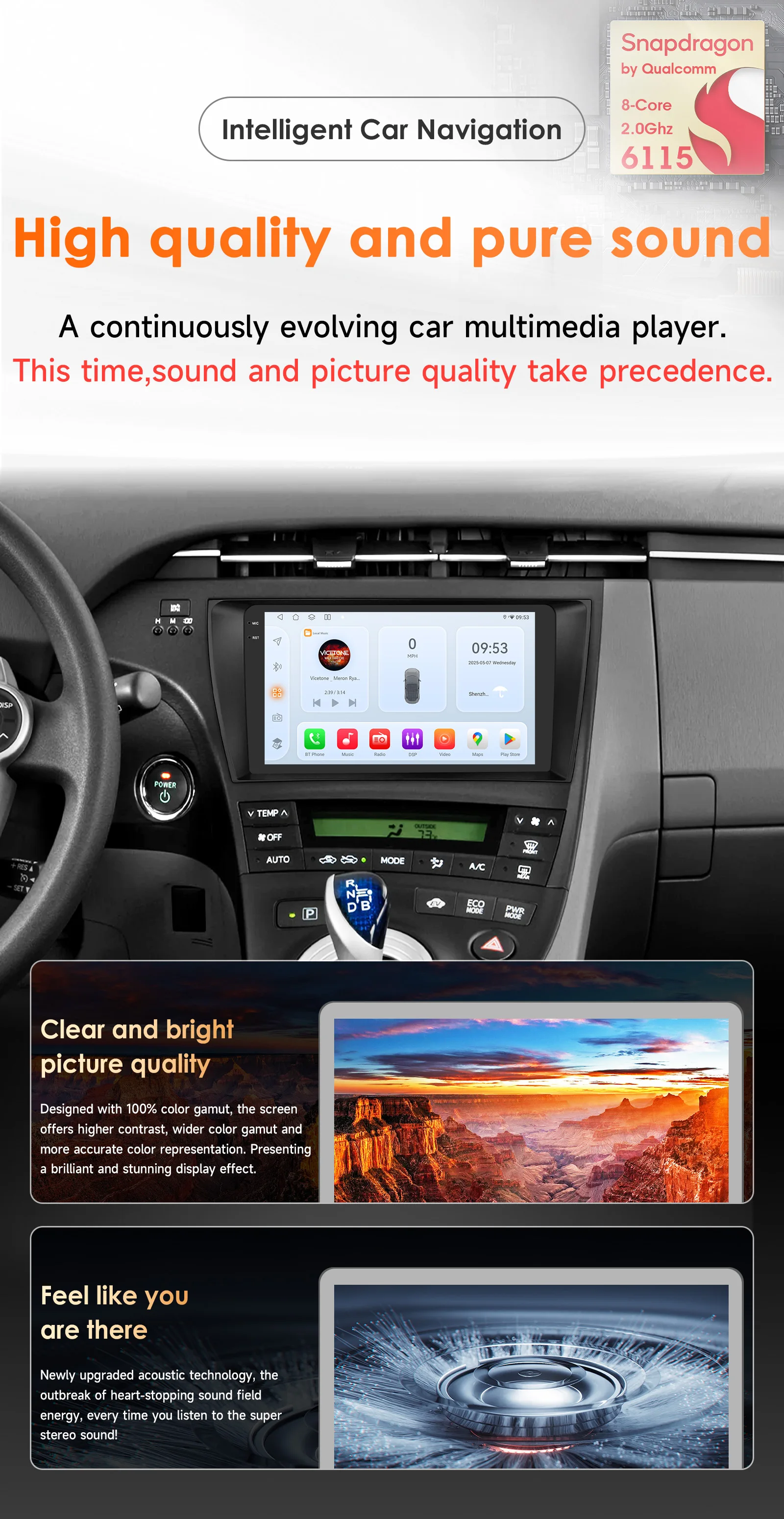 

Snapdragon 6115 Carplay Android 14 Auto Car radio for Toyota Prius XW30 2009-2015 Autoradio GPS 360 Camera multimedia 2din RDS